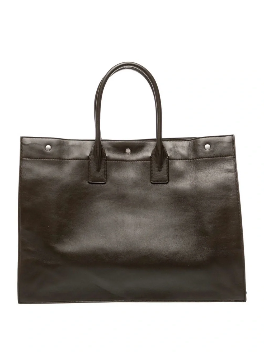 Saint Laurent Rive Gauche Large Leather Tote in Dark Brown